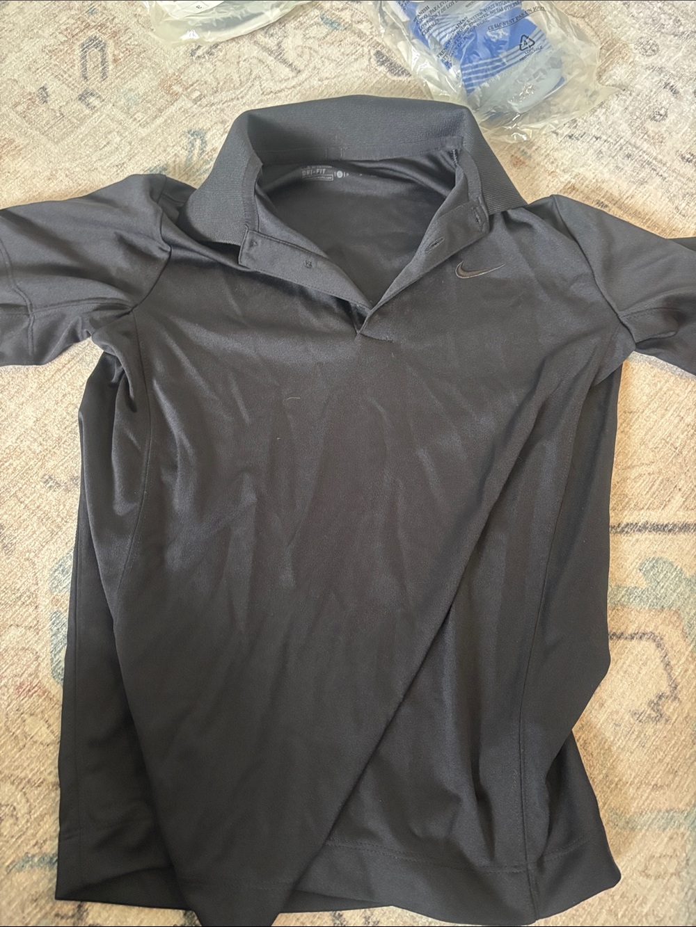 Nike Black Short Sleeve Kids Polo with Embroidered Swoosh